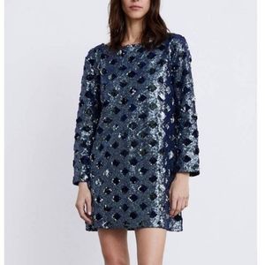 Zara Sequin Long Sleeve Mini Dress Size M